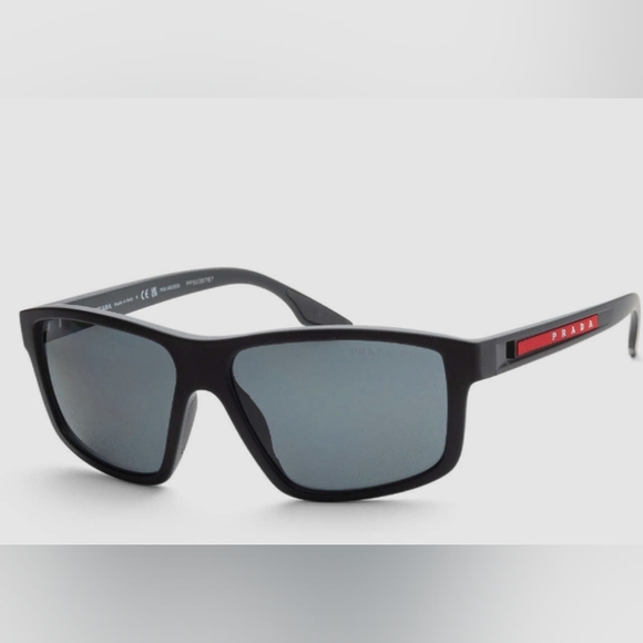 Men's PRADA Polarized Linea Rossa Sunglasses With Grey Frames - Picture 2 of 4